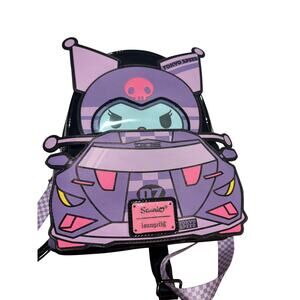 LOUNGEFLY SANRIO KUROMI TOKOYO SPEED REACER MINI BACKPACK APPLIQUE, EMBROIDERED